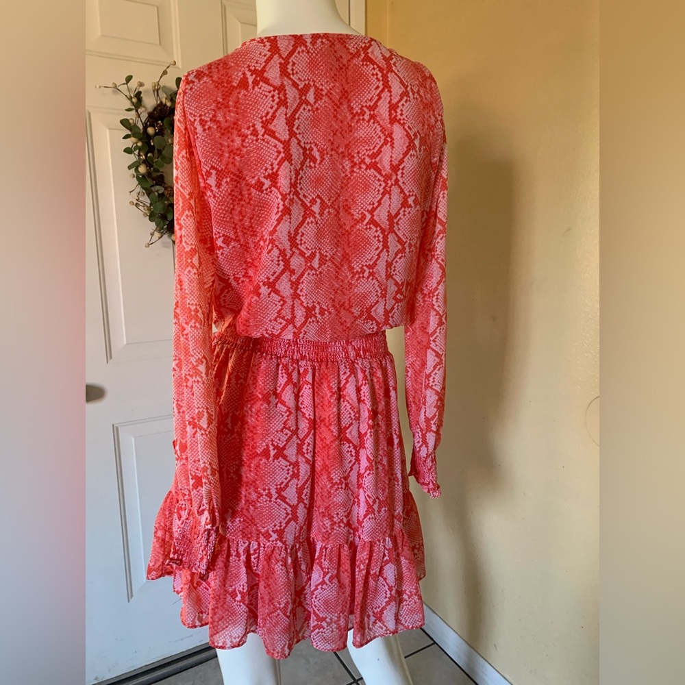 Michael Kors Vibrant Coral Red Snake Print Dress - Picture 3 of 7